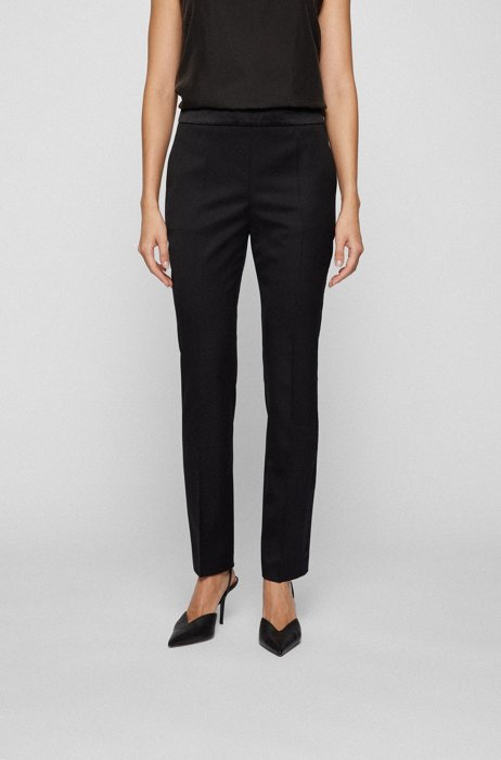 Regular-fit tuxedo trousers with silk trims, Black