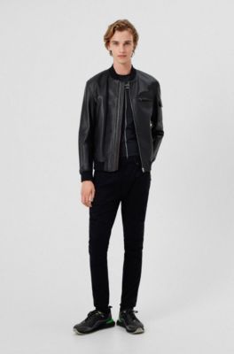 hugo boss men leather jacket