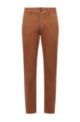 Tapered-fit chinos in brushed stretch-cotton satin, Brown