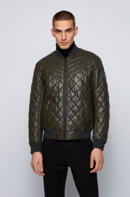 hugo boss green leather jacket