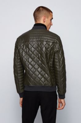 hugo boss green leather jacket