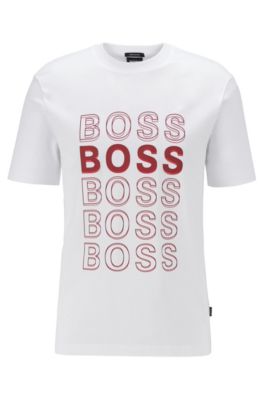 Mercerised-cotton T-shirt with logo artwork