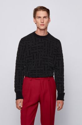 black knit crew neck sweater