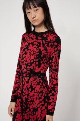 Hugo Jacquard Kleid In A Linie Mit Kirschbluten Print 