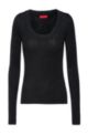 Glittery-effect sweater with thumbholes, Black