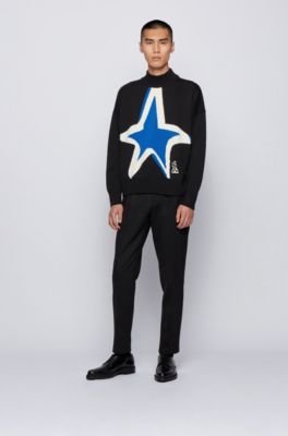 BOSS - Virgin-wool sweater with star intarsia