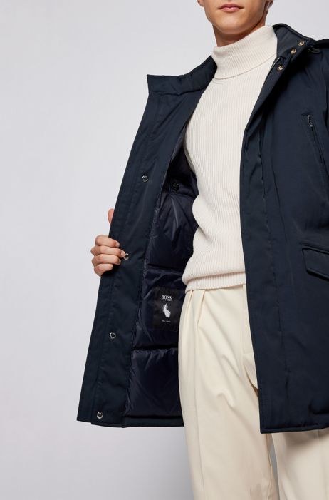 BOSS - Hooded down jacket in water-repellent fabric