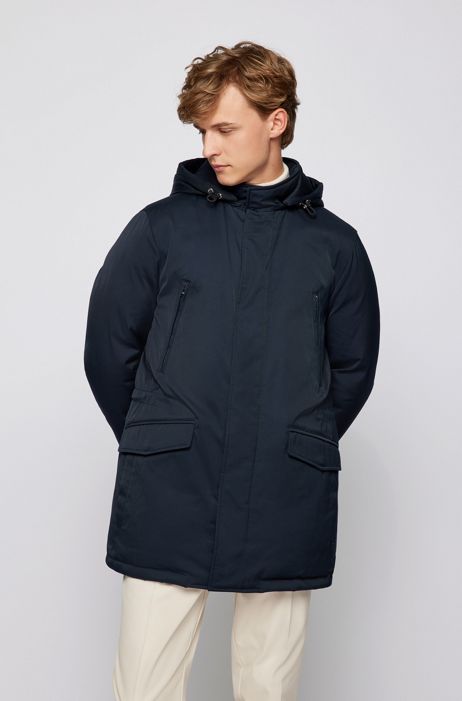 BOSS - Hooded down jacket in water-repellent fabric