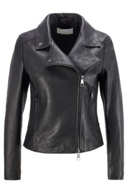 BOSS Biker style Leather Jacket In Olivenleder 