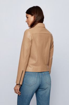 hugo boss tan leather jacket