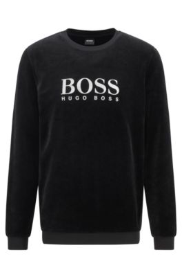 BOSS - Hybrid zip-through padded sweatshirt with logo badge