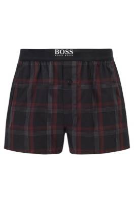 Short de pyjama en coton à carreaux avec taille à logo