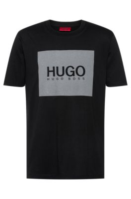 HUGO - Crew-neck T-shirt in cotton with 