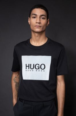 HUGO - Crew-neck T-shirt in cotton with 
