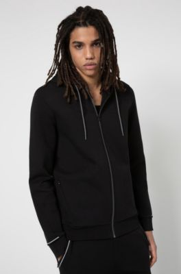 HUGO - Cotton-blend zip-through hoodie 