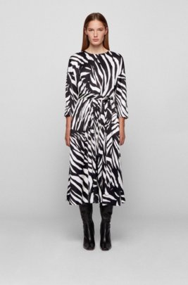 Boss Kleid Mit Zebra Print Und Textilgurtel In Wickel Design