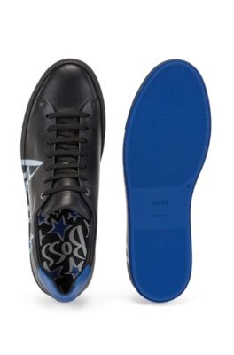 hugo boss blue leather trainers