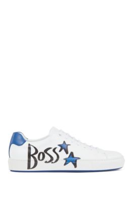 hugo boss blue leather trainers