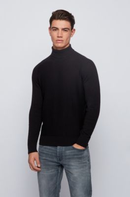 Turtleneck sweater in mixed structures