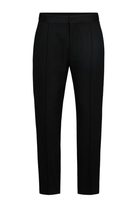 Straight-fit trousers in a monogrammed wool blend, Black