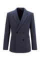 Double-breasted jacket in stretch cloth, Dark Blue