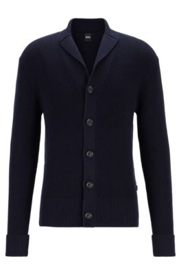 BOSS - Ribbed cardigan with shawl collar