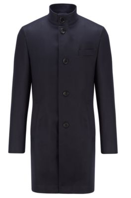 Slim-fit coat in water-repellent cotton