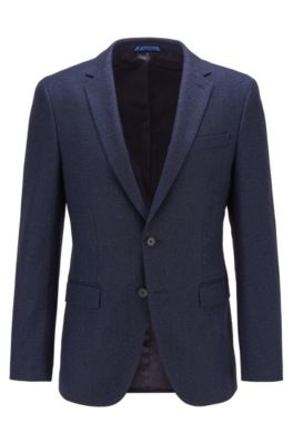 スリムフィットジャケット マイクロパターン コットンブレンド, ライトブルー