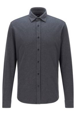 Chemise Slim Fit en jersey de coton effet cuir suédé