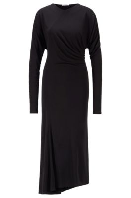 Boss Langarm Kleid Mit Asymmetrischem Saum Und Verdecktem Reissverschluss