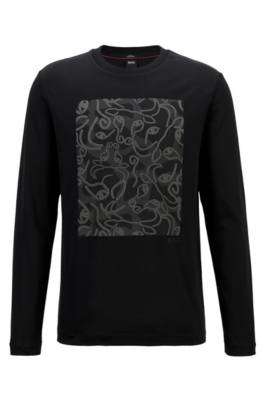 T-shirt à manches longues Slim Fit à motif artistique tête de buffle