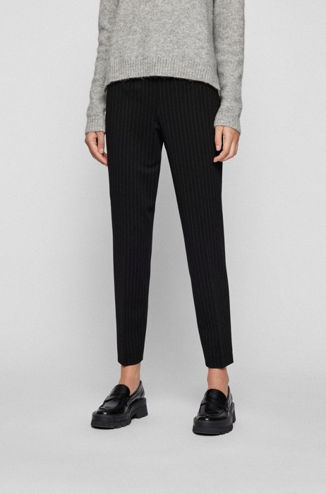 Regular-fit trousers in pinstripe jersey, Black