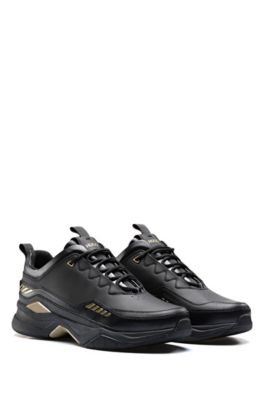 hugo boss trainers black and gold