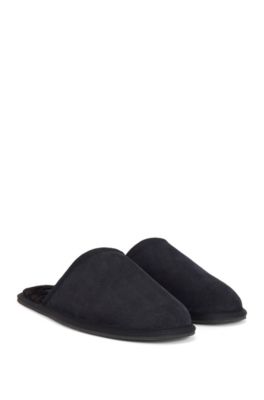 BOSS - Monogrammed slippers in suede 