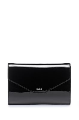 HUGO - Patent-leather clutch bag with 