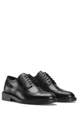 HUGO - Derby shoes in brush-off leather 