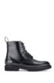 Hiking-inspired ankle boots in brush-off leather, Black