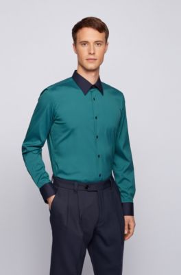 Slim-fit shirt with contrast collar and 