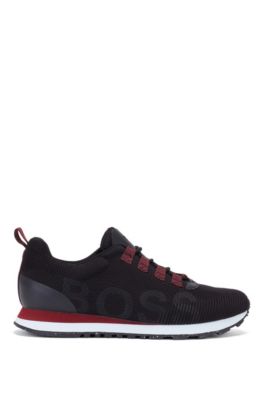 BOSS - Lace-up trainers with knitted 