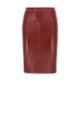 Pencil skirt in nappa leather with rear slit, Dark Red