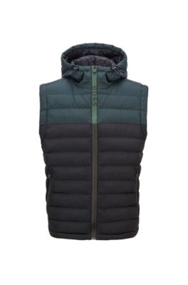 BOSS - Quilted hooded gilet with water 