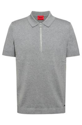 Pull en maille intarsia de coton mélangé avec encolure zippée
