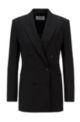 Double-breasted regular-fit jacket in Italian stretch wool, Black