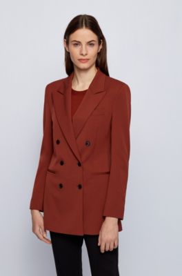Zuinig Claire Monetair BOSS - Double-breasted regular-fit jacket in Italian stretch wool