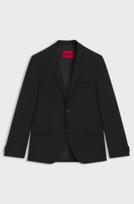 Extra slim-fit colbert van een wolmix met stretch, Zwart