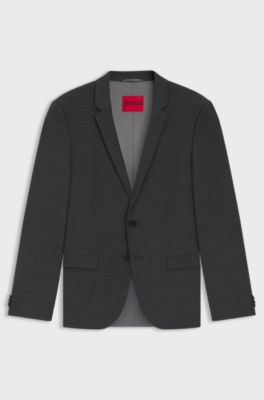 Extra-slim-fit jacket in a stretch-wool blend, Dark Grey