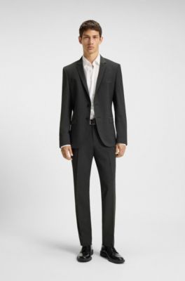 Extra-slim-fit jacket in a stretch-wool blend, Dark Grey