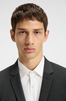 Extra-slim-fit jacket in a stretch-wool blend, Dark Grey