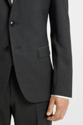 Extra slim-fit colbert van een wolmix met stretch, Donkergrijs