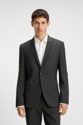 Giacca extra slim fit in misto lana elasticizzato, Grigio scuro